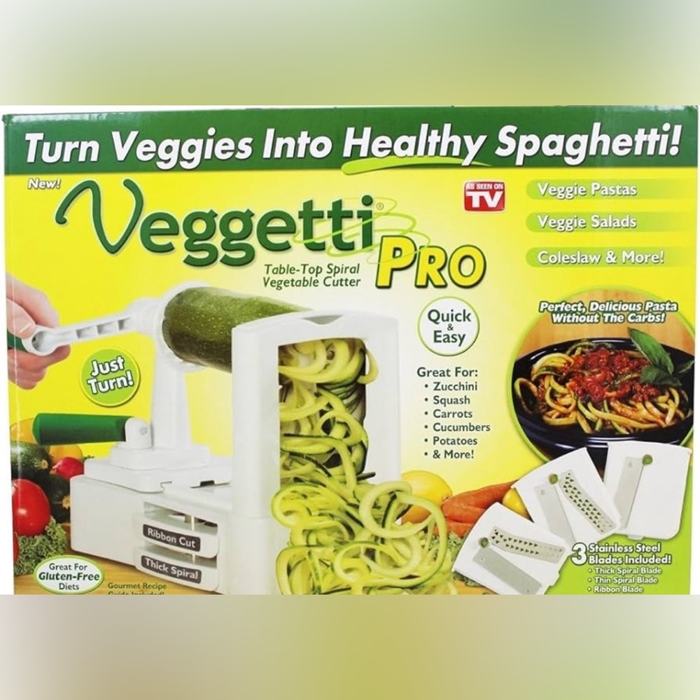 Veggetti Pro Table-Top Spiralizer, White, Metal/Plastic